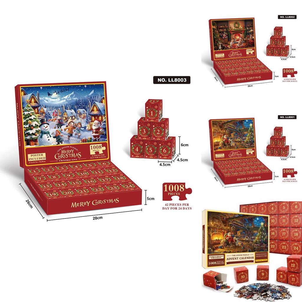 Christmas Puzzle Countdown Calendar 24 Pieces Paper Fun Activity For Kids And Adults