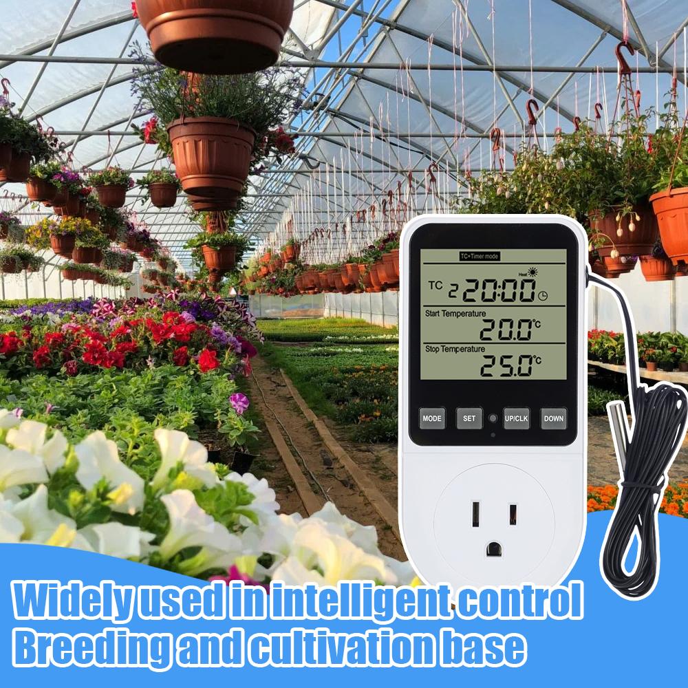 LCD Display Temperature Controller Socket AC110~230V Timer Switch EU US UK AU Plug Thermostat Outlet Power Monitor Thermometer