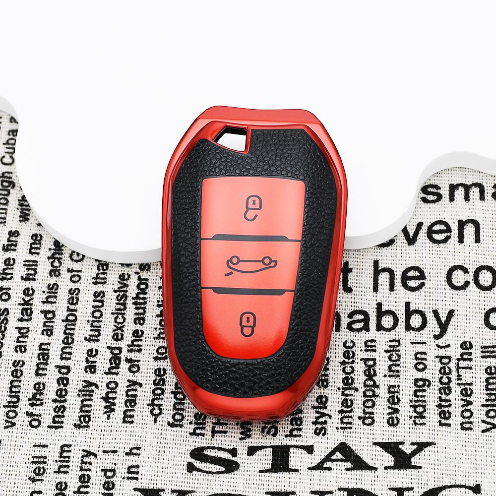 Leather For Citroen C4 For Opel Corsa Crossland X Keychain Car Key Case Cover For Peugeot 208 308 T9 508 2008 Auto Accessories
