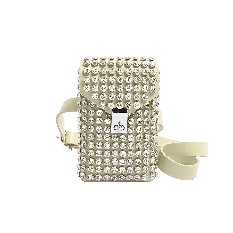 

This year s popular bag 2025 new European and American fashion rhinestone foreign style shoulder bag ins women s crossbody waist breast bag зелений
