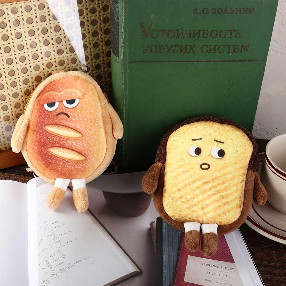 Toast Bread Key Chain Bag Plush Plush Wallet Pouch Bag Storage Bag Women