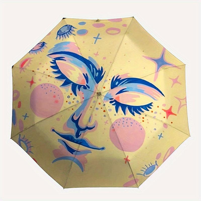 

1pc Cosmic Face Art Folding Umbrella , 8 Ribs Casual Durable Lightweight Portable Travelling Umbrella For Men & Women yy250728082