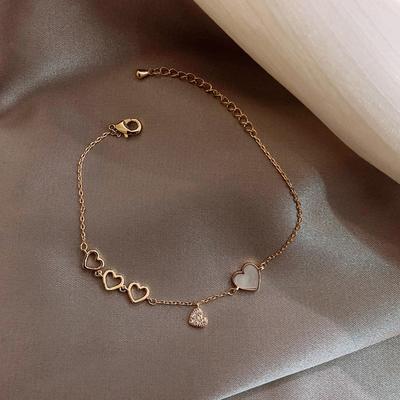 New Design Fashion Jewelry Cute Heart Pendant Bracelet Accessories Adjustable