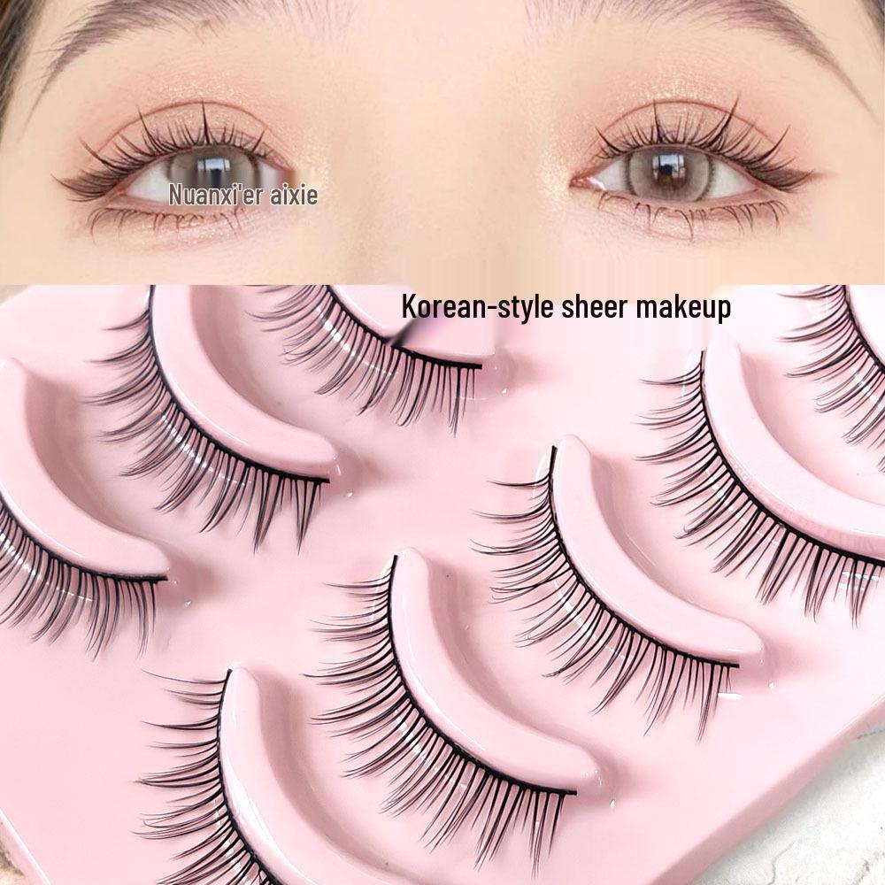 Koreanische Süße Mädchen Comic Stil Falsche Wimpern - Natürlich, Klar, Realistisch Ganzer Streifen mit Schwarzem Stiel