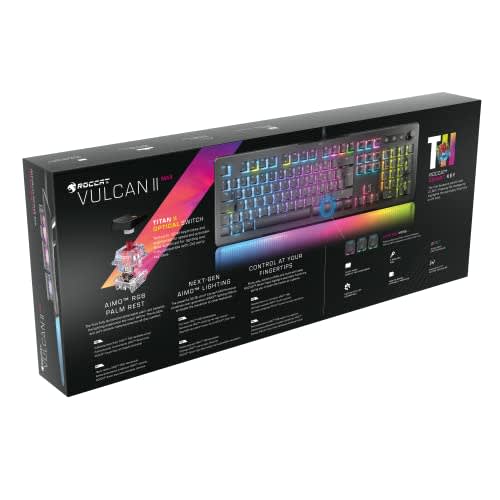 ROCCAT Gaming Keyboard Vulcan II Max JP Japanese Layout Wired Black/Black Optical Linear Quiet Full Size Customizable RGB Translucent Armrest Volume D