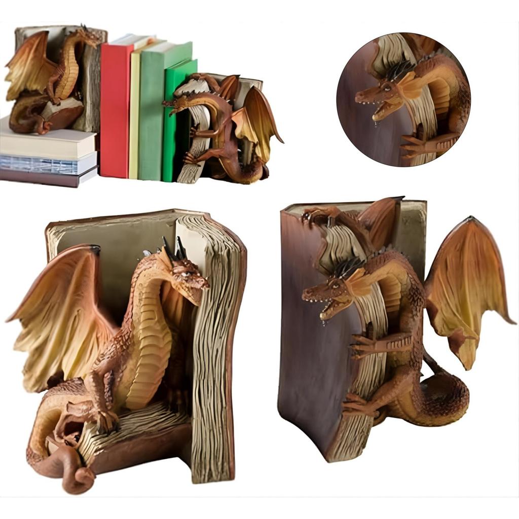 Hidden Dragons Behind Books, Resin Ornaments Book Decorations, Book Ornaments Art