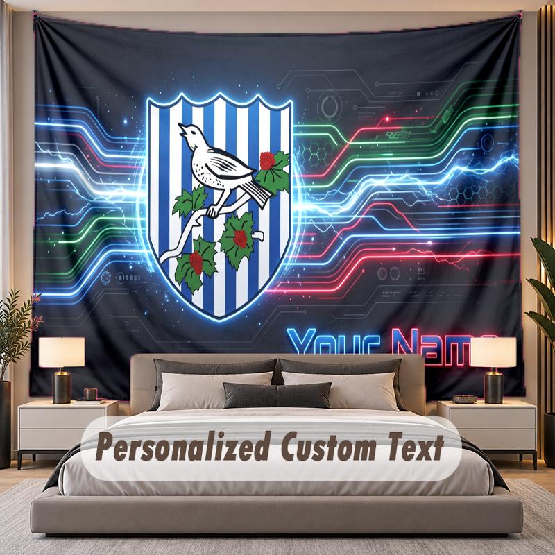 Benutzerdefinierte Namens-Text-Wandteppich West Bromwich Albion Personalisierter Polyester-Wandteppich für Schlafzimmer und Zimmer