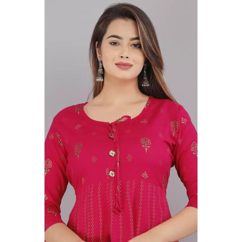 Indian Designer Rayon Anarkali Kurta Gown Women's Bollywood Printed Kurti Dress SC-2136