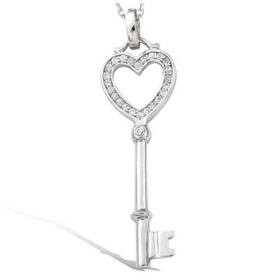 [G8813] - Silver Pendant 'Clé Déesse' Silver-white (rhodium-plated) - 44x14 Mm