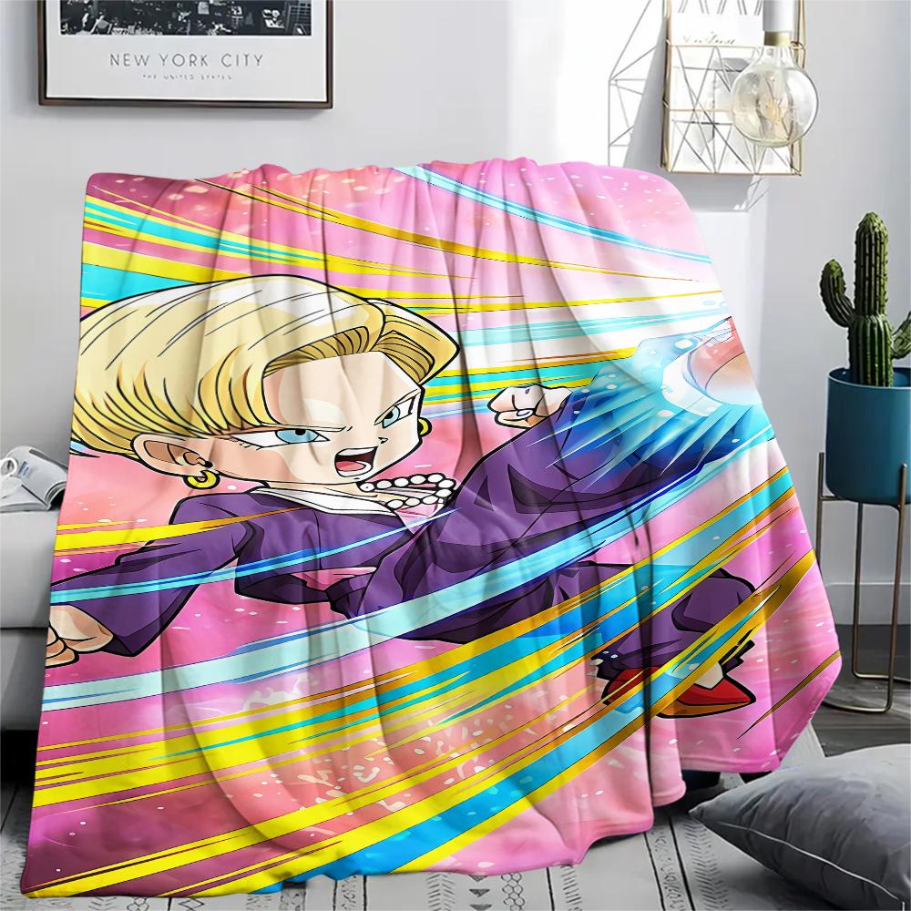 Dragon Ball Charaktere Druck Flanelldecke, Hohe Qualität, Bequem für Alle Jahreszeiten, Heimdekoration, Wärme und Komfort, Perfekt für Weihnachtsgeschenke