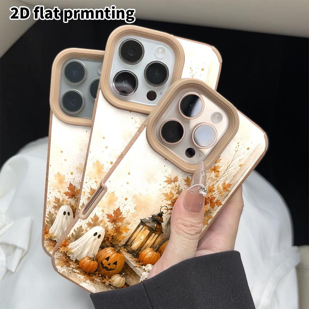 Phone Case: 2D Flat Lambskin Suitable for iPhone 18, 17, 16, 15, 14, 13 Pro Protective Cases, Autumn Porch, Christmas and Halloween Gifts