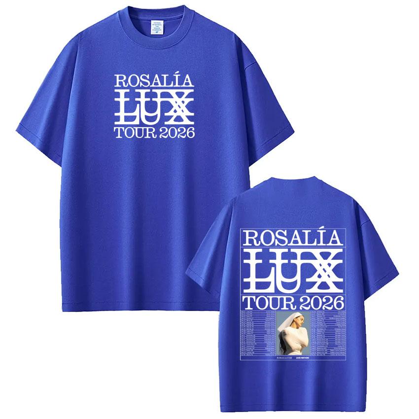 Sängerin Rosalía LUX Album Tour 2026 Druck T-Shirt Herren Damen Mode Baumwoll T-Shirts Oversized Hip-Hop Lässig Ästhetische T-Shirts