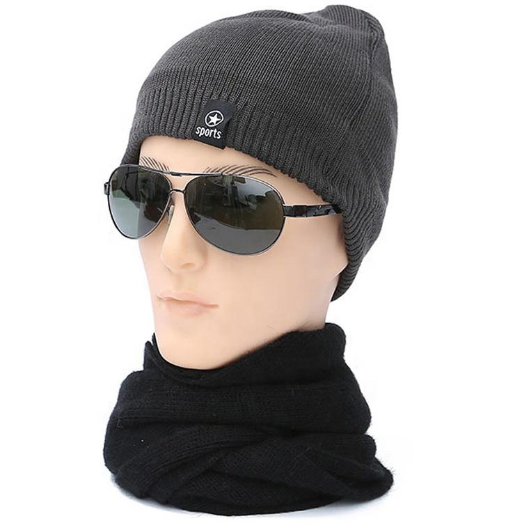 Warm Thicken Beanie Knit Hats Inside Fleece Winter Cap for Men Unisex Plain Sport Solid Color