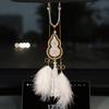 Diamond-Accented Luxury Gourd Pendant for Car Rearview Mirror - Elegant Interior Decoration for Women