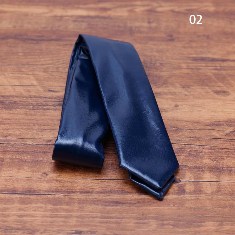 Neue Mode PU-Leder Krawatten für Männer Reine Solide Schwarz Weiß Krawatten 5,5 cm Schmale Krawatte Hochzeitsfeier Business Anzug Zubehör