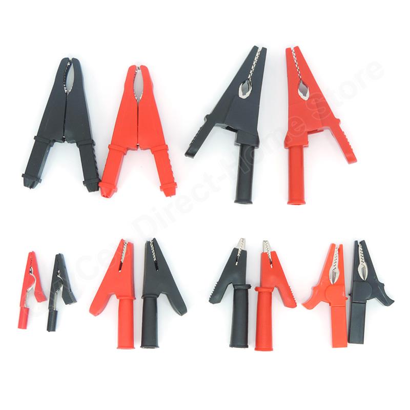 Rød+svart 20/50A PVC Alligator Krokodilleklemmeklemme Sokkel Plugg Håndtak Testkabel Probe 4mm bananplugg elektrisk Batteri
