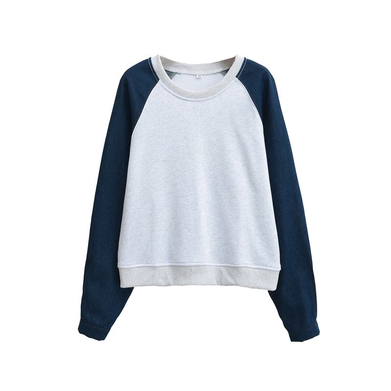 Kaslead New Arrival Women's Clothing Fashion Style Fashion Patchwork Denim Hoodie Casual Pants Suit