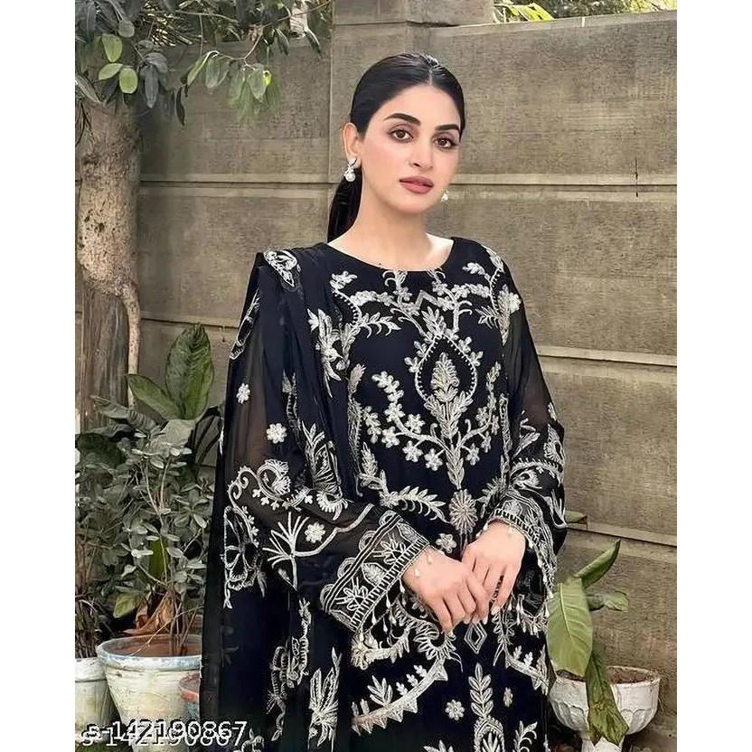 Pakistanisches Party-Salwar-Kameez Indisches Bollywood-Oberteil Kurta-Hosen-Dupatta-Set