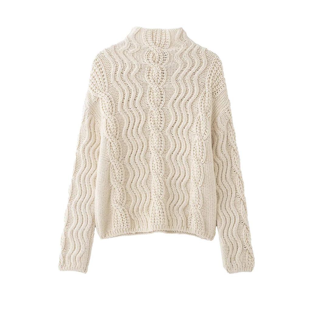 2025 Autumn Women's Solid Color Round Neck Knit Sweater, European & American Style
