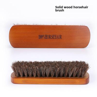 Brosse en bois massif pour chaussures et intérieur de voiture en crin de cheval