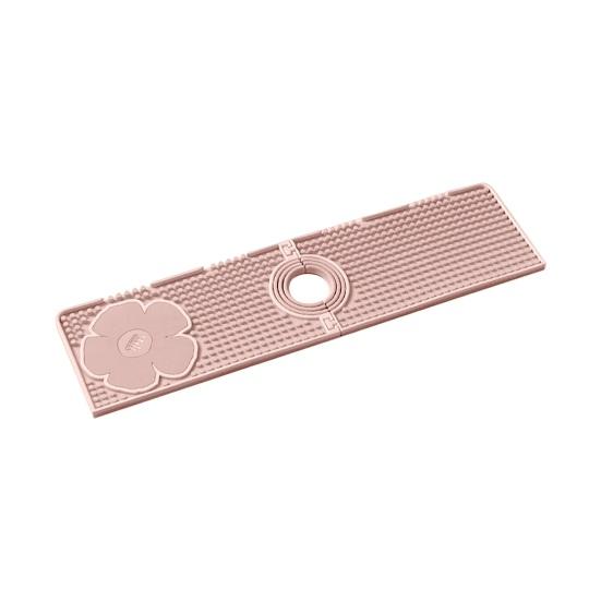 

Силиконовая раковина, брызговик, коврик для сушки смесителя, цветочный узор, лоток для сбора капель воды, нескользящий органайзер для гаджетов для кухни, ванной комнаты, держатель губки для посуды M розовый