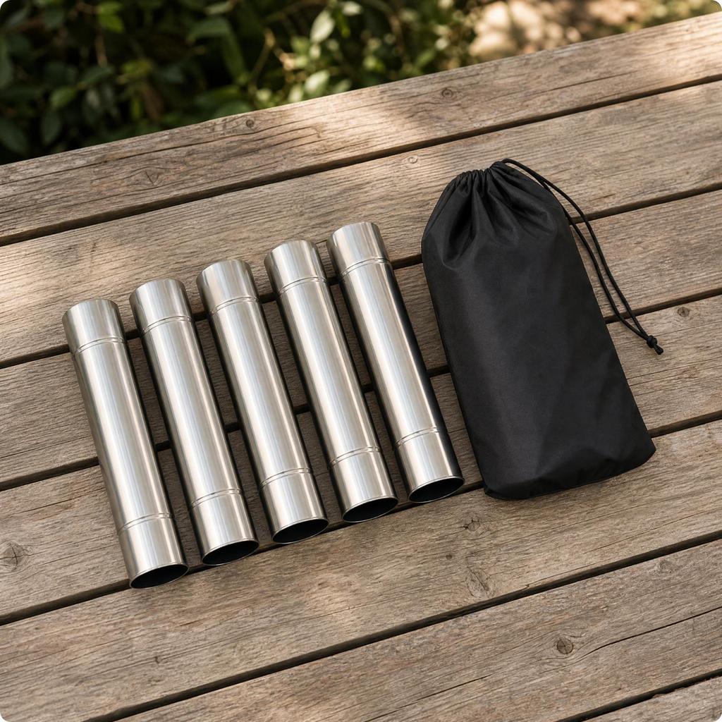 5 Pieces Chimney Pipe with Storage Bag | Polished metal Finish, Portable, Stainless Steel