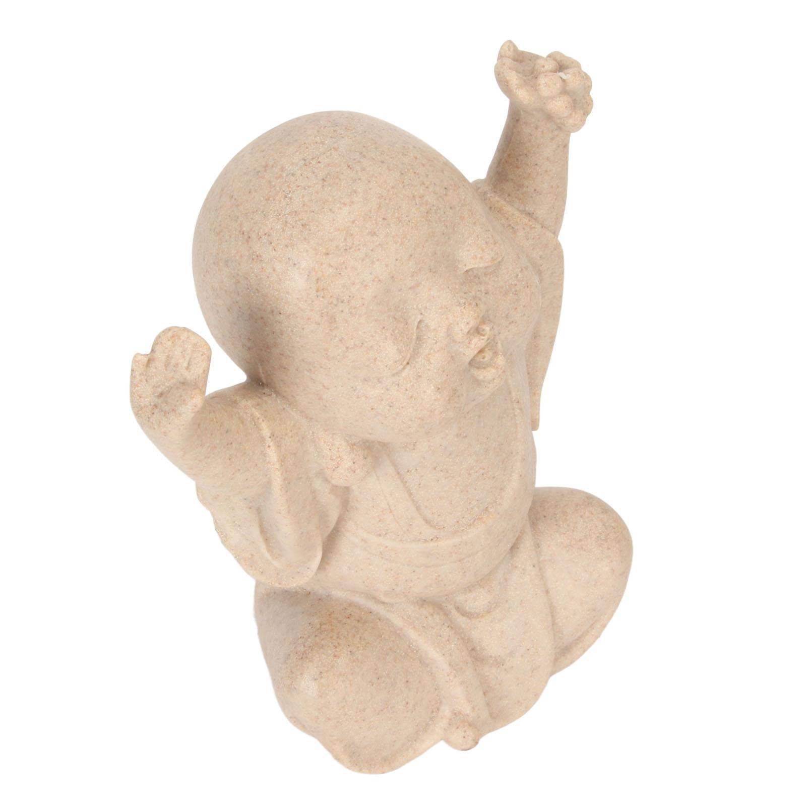 Baby Monk Statue Vivid Sandstone Baby Monk Figurine Buddha Statue Ornament for Home and Office Decoration