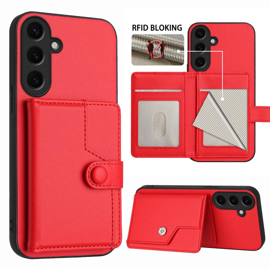 For Samsung Galaxy S24 Case RFID Blocking Card Holder Kickstand TPU + PU Leather Phone Back Cover