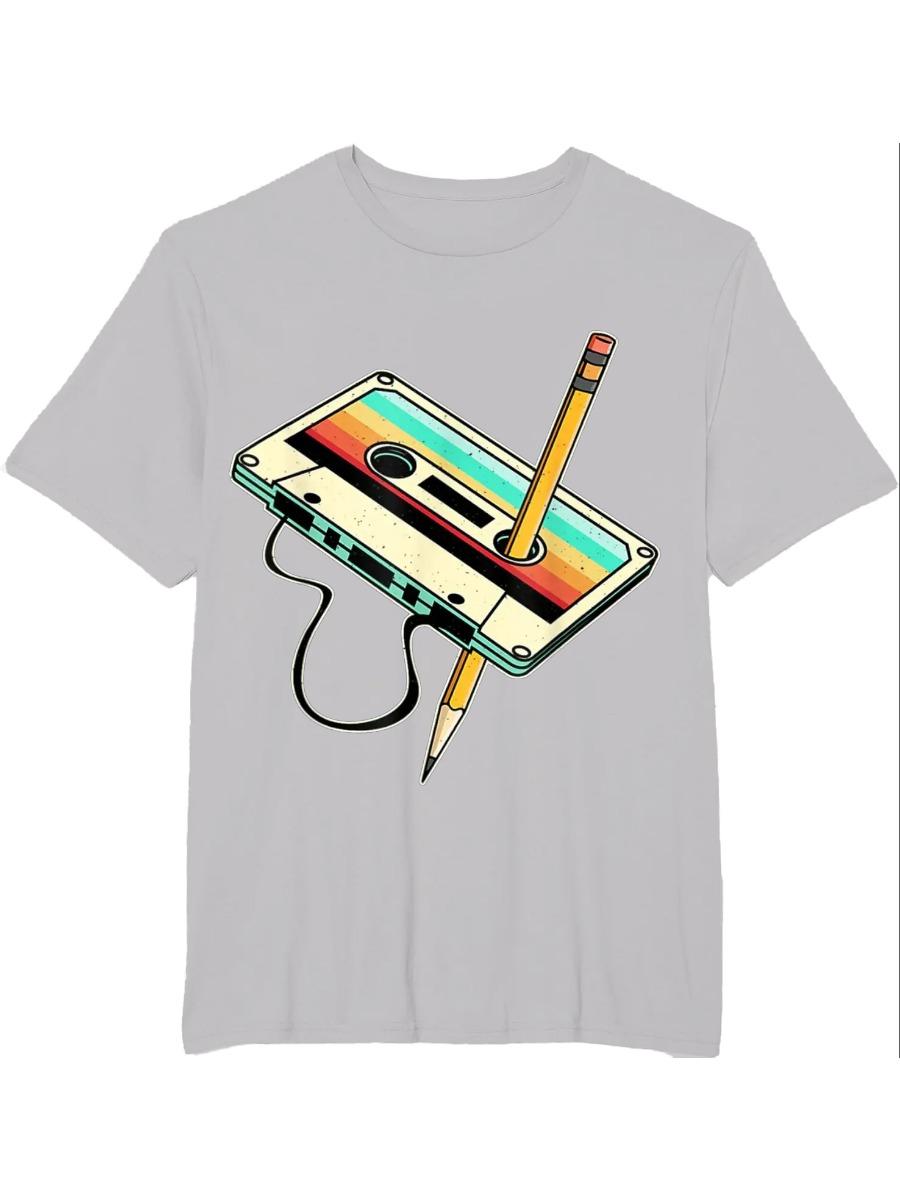 

Чоловіча футболка з касетою 80-х років Олівець з 3d-принтом Ретро-музична футболка 1980-х років Чоловічий одяг Вінтажна футболка Camisetas XL