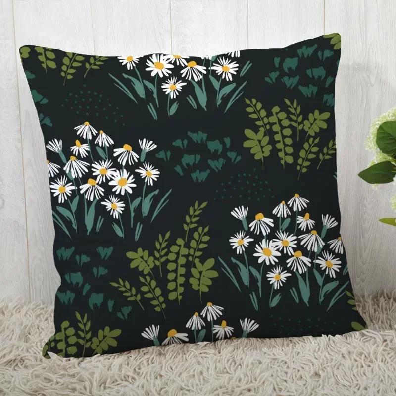 Chamomile Pillowcase Sofa Car Waist Throw Pillow Case Home Decoration Ins Style Flower Landscape Cushion Cover
