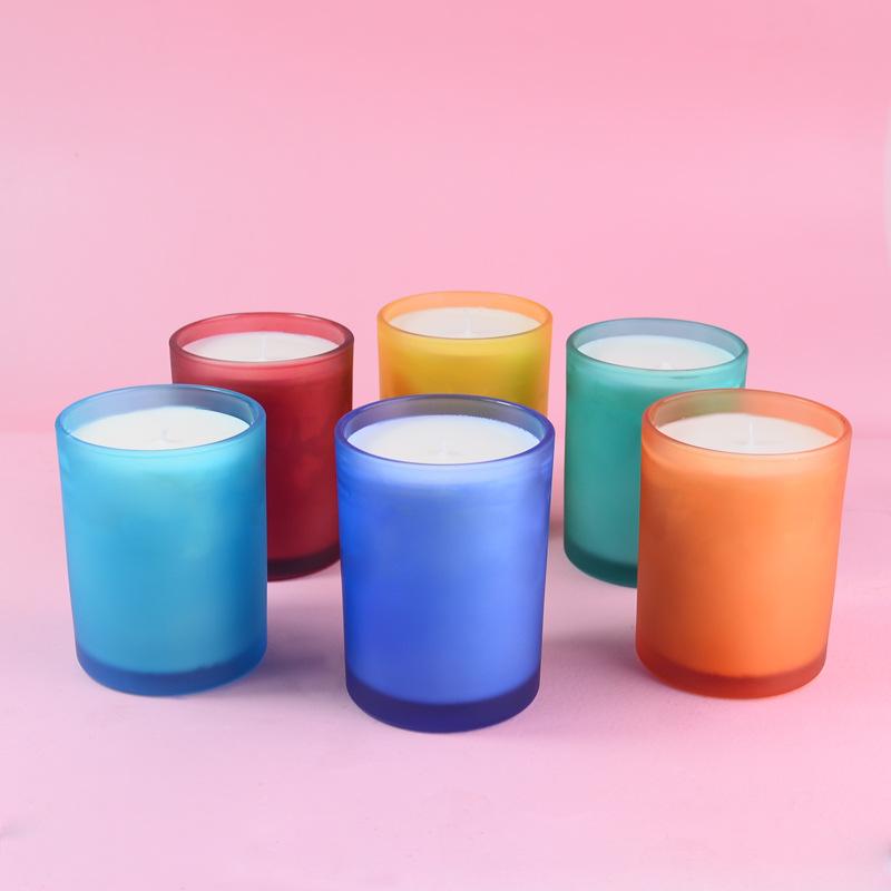 Colorful Candle Cups, Frosted Craft Candlesticks, Aromatherapy Cups, Nordic Simple Ornaments, Family Celebration Crafts, Scented Candles