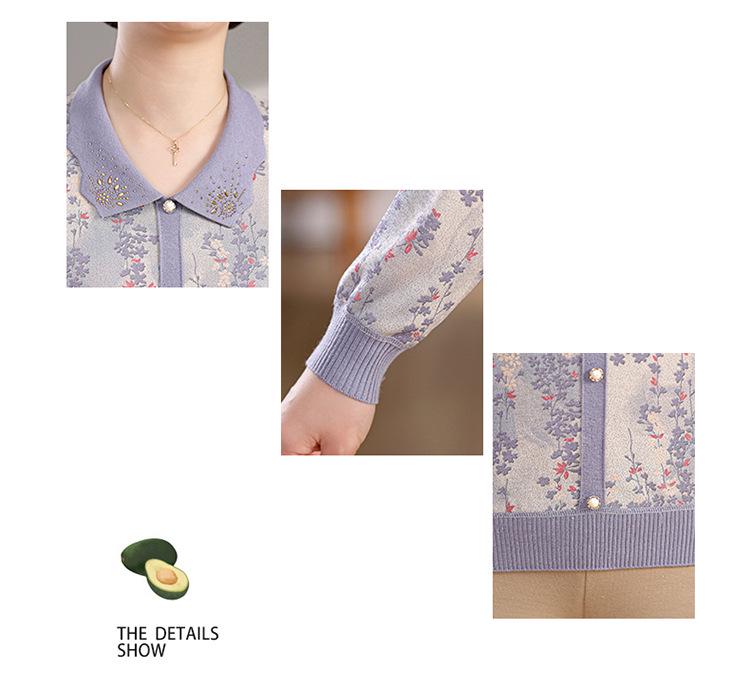 Elegant Spring Long-Sleeve Lapel T-Shirt for Stylish Middle-Aged Women