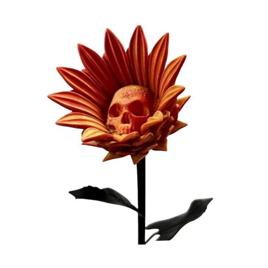 The Forbidden Sunflower Sculpture Gothic Skull Bloom Decor 3D Printed Macabre Art Halloween Ornament for Horror Home Party Decor