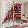 Amerikanische Flagge Blumenvorhänge Digitaldruck Rote Weiße Blumen Sternenmuster Patriotische Wohnzimmer Schlafzimmer Dekor Vorhangset aus 2 Stück Gefertigt Polyester
