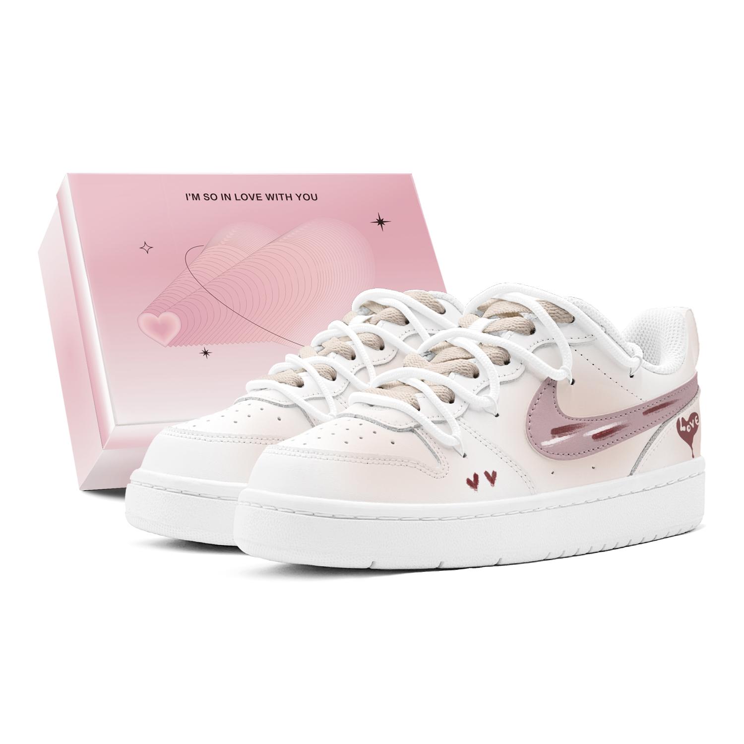 

Nike Court Borough GS Couple s, Peach Love Low top Skateboard Shoes Women s Dusty Pink BQ5448-100(TeamS2-S-BOX) 40