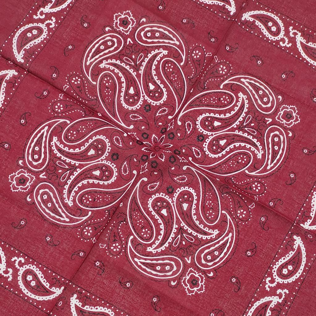 Trifong Paisley Bandana Red Handkerchief Adults 100% Cotton 55cm x 55cm Wine Red