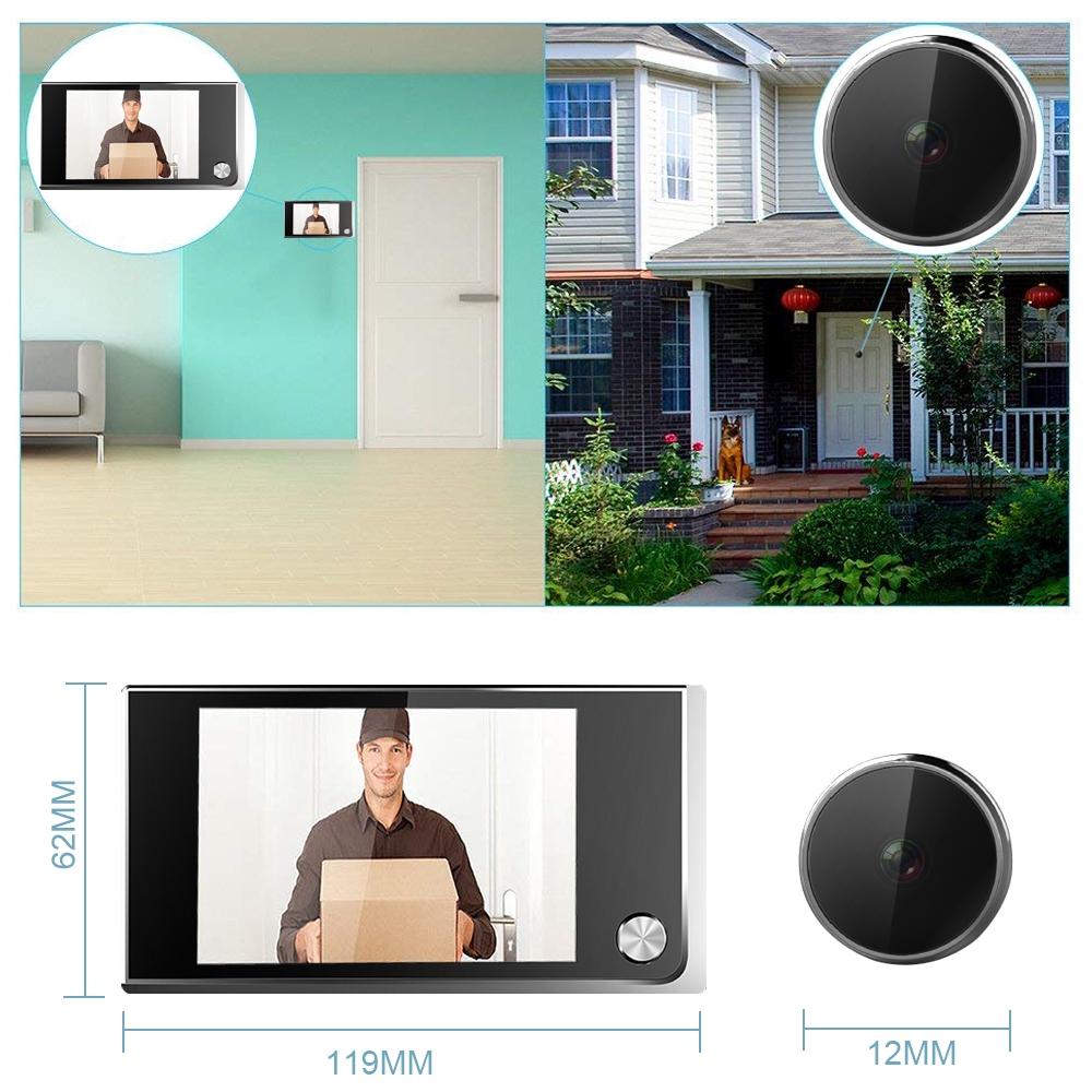 3.5" LCD Digital Door Viewer Doorbell Security Camera Electronic Cat Eye Camera Photo Monitor Black & Silver