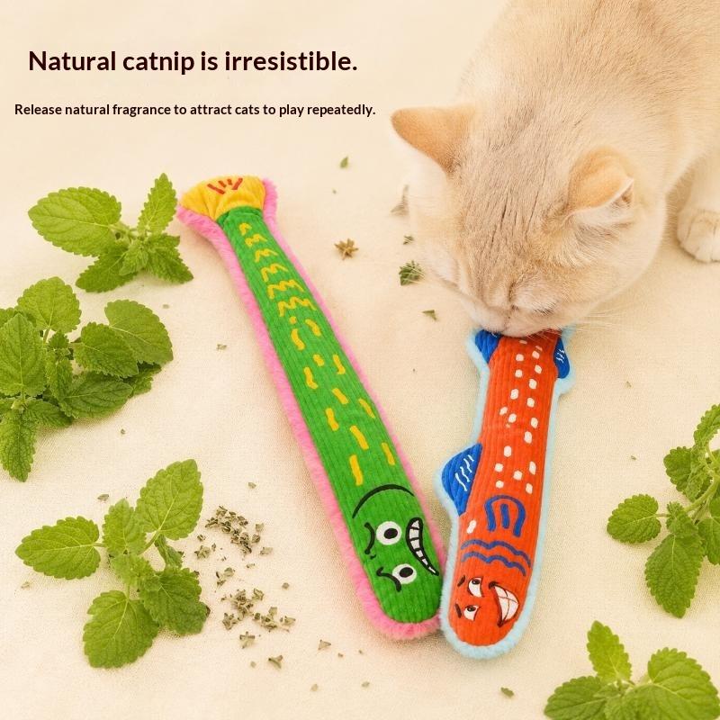 Cat Interactive Teaser Stick 1Pcs Crinkle Paper Catnip Plush Fish Toy Soft Bite Resistant Soothes Anxious Cats for Home Play