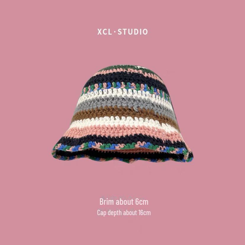 Colorful, Warm Wool Hat with Large Circumference and Cute Autumn-Winter Earmuffs