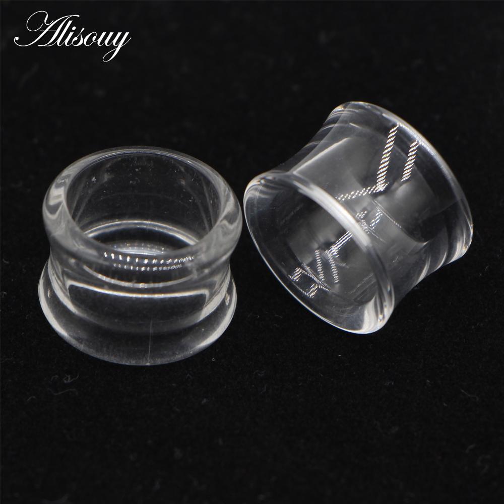

Alisouy 2 шт. Чорно-білі акрилові порожнисті панк-тунельні заглушки для пірсингу Подвійні розкльошені сережки, 4-22 мм для ювелірних виробів унісекс 10mm прозорий
