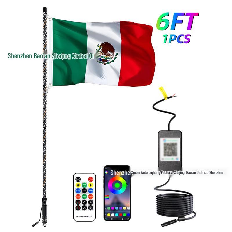 RGB Off-road Flagpole and Beach Atmosphere Light with Brake Function