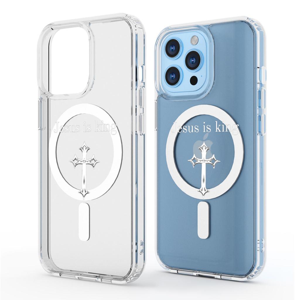 King Crown Magnetic Transparent Full Coverage Case for iPhone 15/16/17 Pro Max