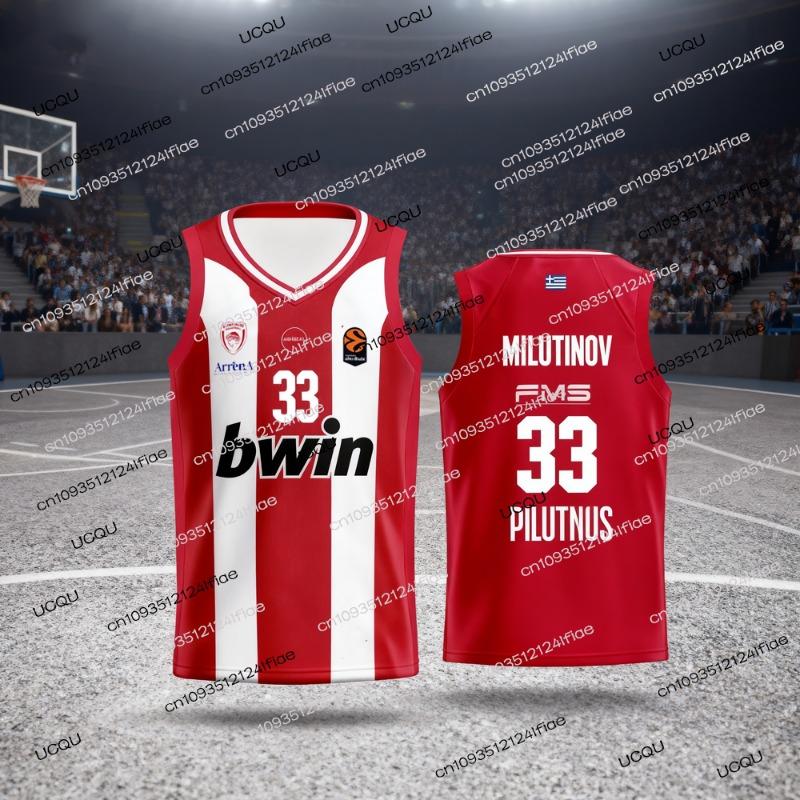 2026 Griechenland Olympiacos Basketball Trikot Weste Europäischer Wettbewerb Trikot Kinder Basketball Trikot Set Schnelltrocknendes Sportshirt