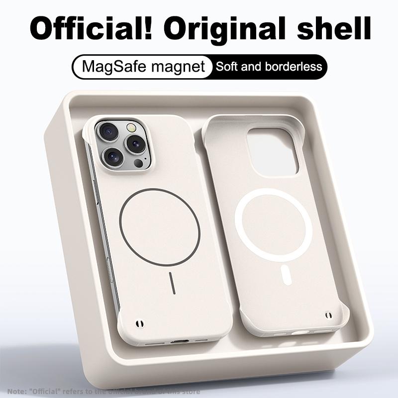 Luxury Frameless Slim for Magsafe Phone Case For iPhone 16E 15 Pro 14 Pro Max 13 12 Wireless Charge Shockproof Magnetic Hard PC Bumper Cover