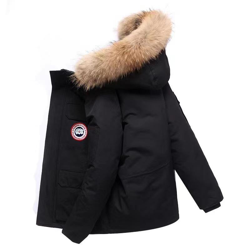 Real Fur Collar Men's Down Jacket Men's Couple Women's Winter Tooling Thickened To Keep Warm and Cold