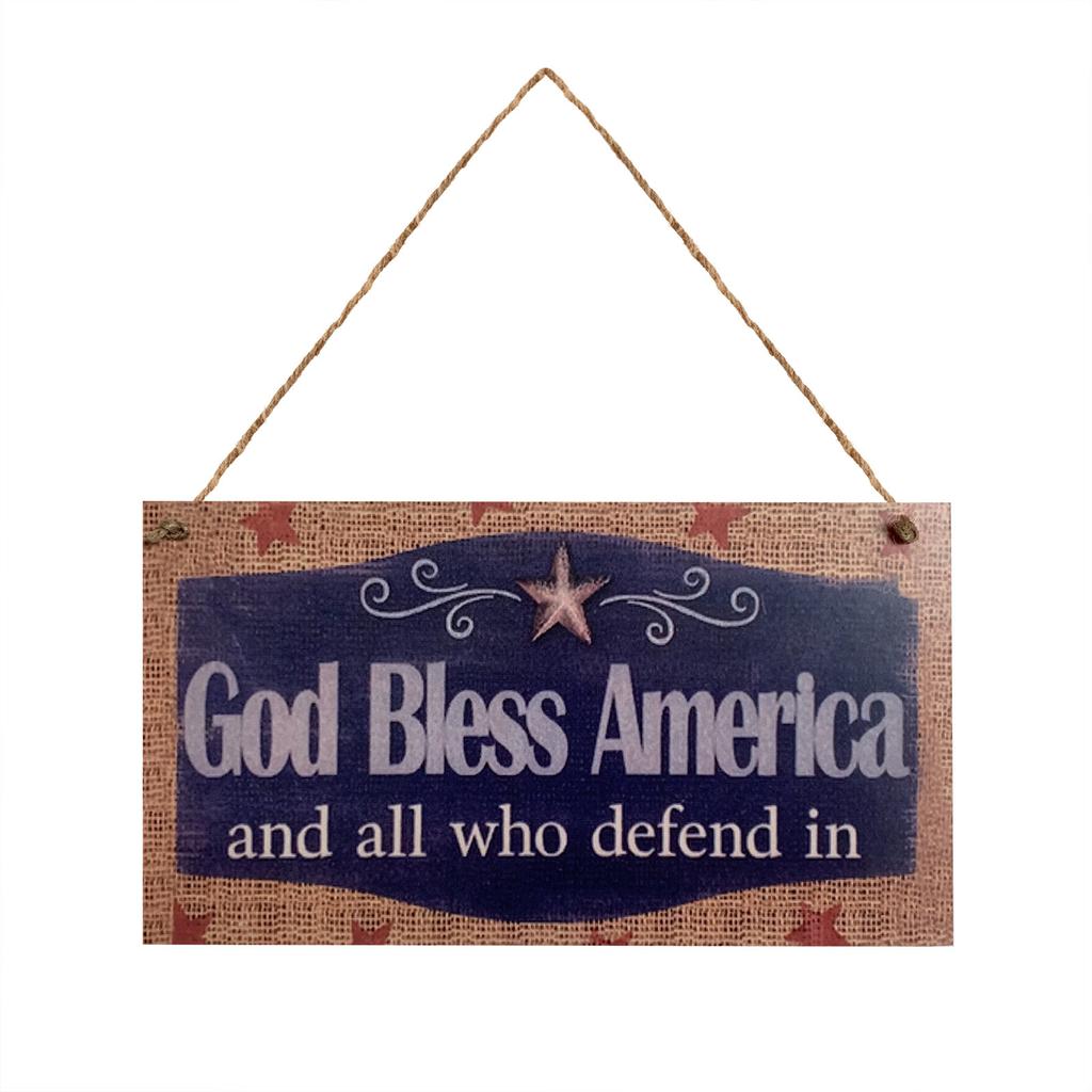 America Independence Day Door Hanger Wooden Sign Door Wall Hanging Decorations