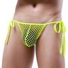 Net Loop Drawstring Briefs with Neon Yellow Net Loop - NoGenderWear - Transparent Mesh
