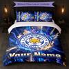 Leicester City Custom Name Text Bedding Set 1 Duvet Cover+2 Pillowcases Soccer Logo Personalized Gift For Special Occasion Bedroom Decor