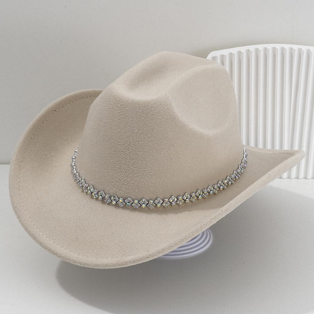 New light luxury top hat British cowboy hat Rhinestone gemstone accessories hat strap hat Panama hat