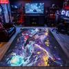 Anime Demon Area Rug, Dark Fire Water Theme Non-slip Floor Mat, Gamer Room Bedroom Decor Carpet, Washable Home Gift